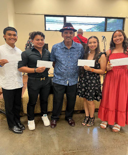 Image - 2022 MPRA Scholarship Awarding Ceremony (left to right) Awardee Kalem Ringlen, awardee Justus Ceniza, MPRA president Julius Rodrigues, awardee Makaylen Tadeo, awardee Leane Orsono