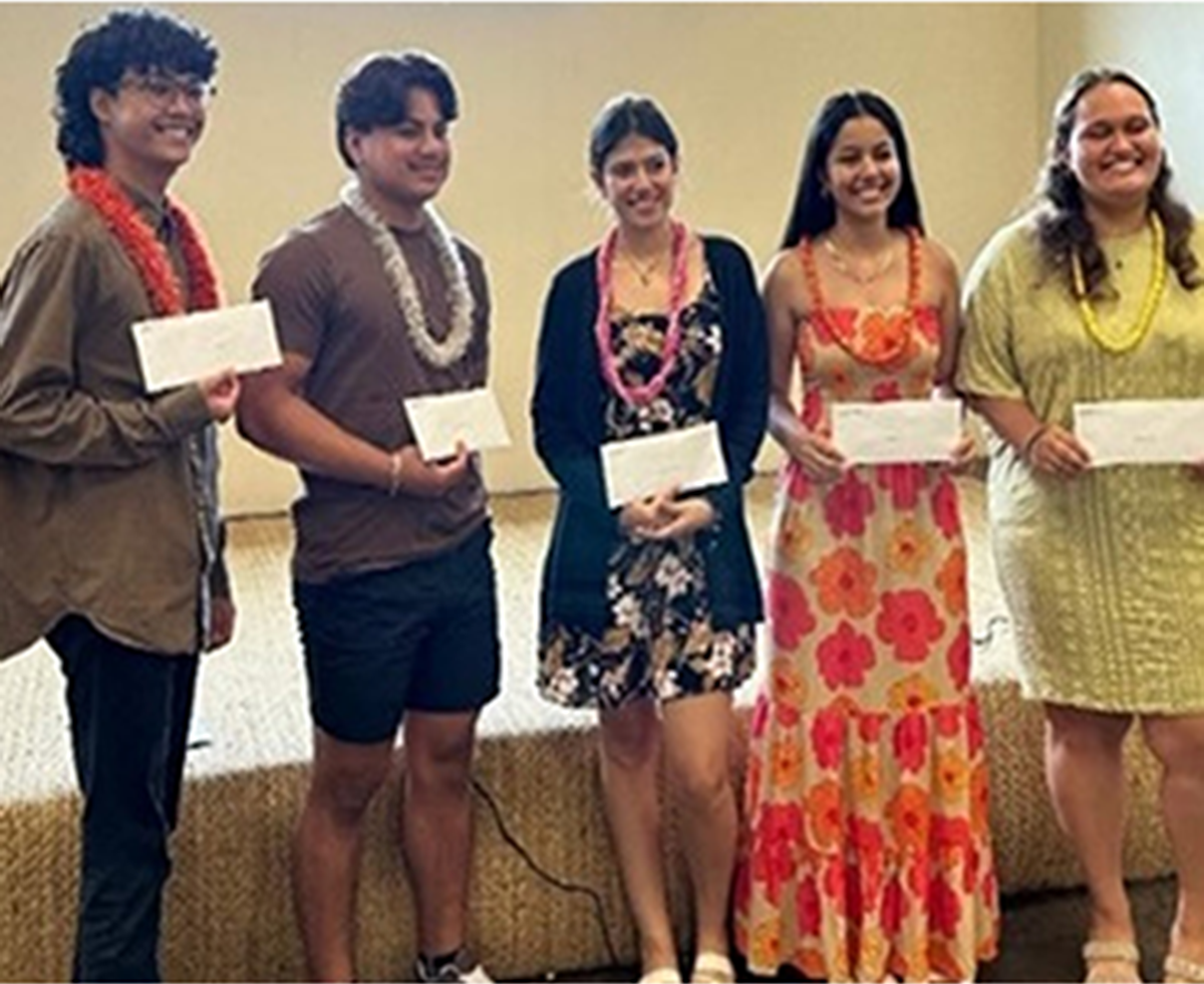 Image - 2023 MPRA Scholarship Awarding Ceremony (left to right) Awardees Kalem Joseph Ringlen, Justus Tomas-Koali Ceniza,
			Joleen Rose Alexander, Gabriella Leialoha Pinheiro, Kayla Naneki Frias
